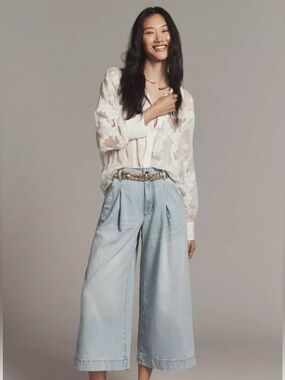 Anthropologie Pilcro Light Blue Wide-Leg Cropped Jeans